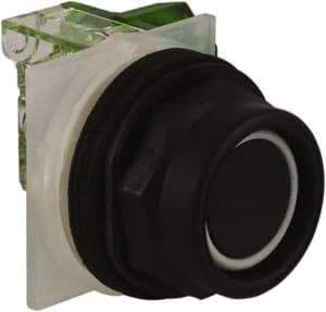 Schneider Electric - 30mm Mount Hole, Extended Straight, Pushbutton Switch with Contact Block - Black Pushbutton, Momentary (MO) - Industrial Tool & Supply
