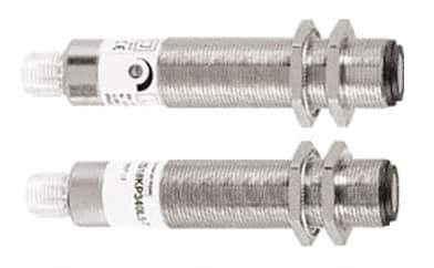 Telemecanique Sensors - 4 Pin M12 Connector, 8m Nominal Distance, Shock and Vibration Resistant, Through Beam Photoelectric Sensor - 12 to 24 VDC, 500 Hz, Brass, PMMA, 3 Inch Long x 3 Inch Wide x 7 Inch High - Industrial Tool & Supply