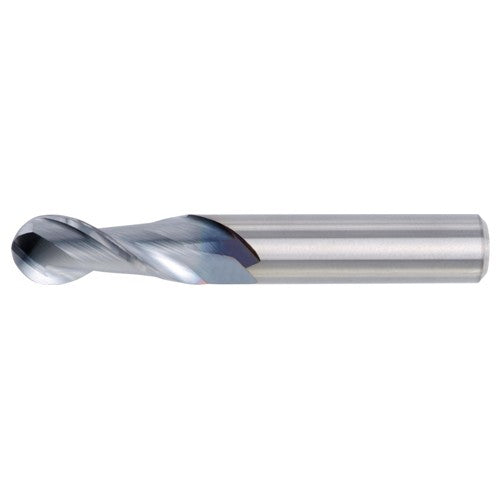 ‎5/8″ Dia. × 5/8″ Shank × 2-1/4″ DOC × 5″ OAL, Carbide Uncoated, 2 Flute, CW|37° Helix, Round, Ballnose End Mill - Exact Industrial Supply