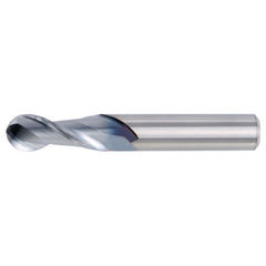 ‎5/8″ Dia. × 5/8″ Shank × 2-1/4″ DOC × 5″ OAL, Carbide Uncoated, 2 Flute, CW|37° Helix, Round, Ballnose End Mill - Exact Industrial Supply