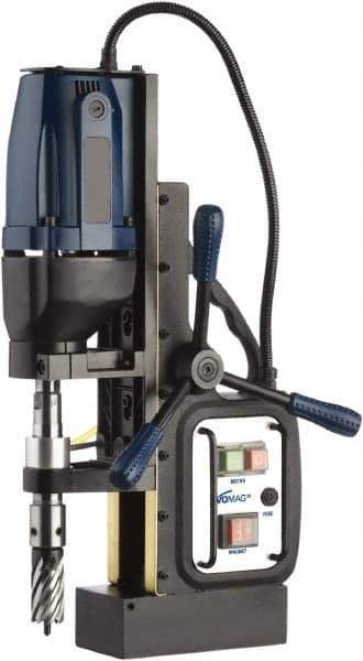 Cleveland Steel Tool - 1/2" Chuck, 2" Travel, Portable Magnetic Drill Press - 570 RPM, 10 Amps, 1.5 hp, 1200 Watts - Industrial Tool & Supply