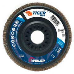 5″ Tiger Disc Abrasive Flap Disc, Angled, Trimmable Backing, 40Z, 7/8″ Arbor Hole - Industrial Tool & Supply