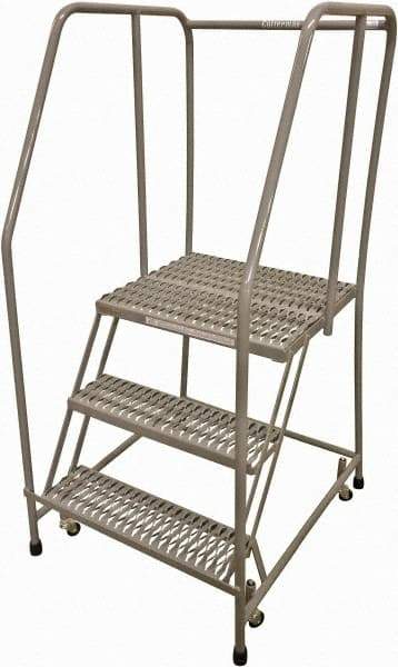 Cotterman - 60" 3 Step Rolling Warehouse Ladder - Rolling Safety Ladder, 450 Lb Capacity, 30" Platform Height, 20" Base Width x 26" Base Depth, Serrated Steel - Industrial Tool & Supply