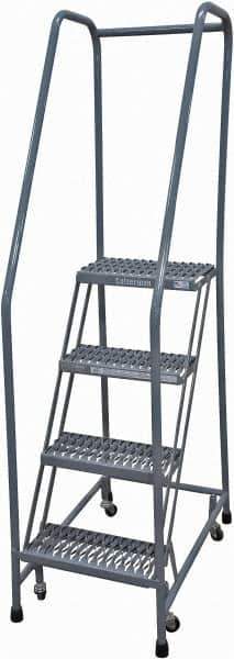 Cotterman - 70" 4 Step Rolling Warehouse Ladder - Rolling Safety Ladder, 450 Lb Capacity, 40" Platform Height, 20" Base Width x 31" Base Depth, Expanded Metal Tread - Industrial Tool & Supply