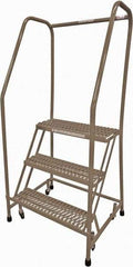 Cotterman - 60" 3 Step Rolling Warehouse Ladder - Rolling Safety Ladder, 450 Lb Capacity, 30" Platform Height, 30" Base Width x 26" Base Depth, Serrated Steel - Industrial Tool & Supply