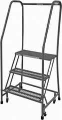 Cotterman - 60" 3 Step Rolling Warehouse Ladder - Rolling Safety Ladder, 450 Lb Capacity, 30" Platform Height, 30" Base Width x 30" Base Depth, Expanded Metal Tread - Industrial Tool & Supply