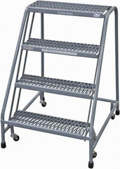 Cotterman - 40" 4 Step Rolling Warehouse Ladder - Rolling Safety Ladder, 450 Lb Capacity, 40" Platform Height, 30" Base Width x 31" Base Depth, Serrated Steel - Industrial Tool & Supply