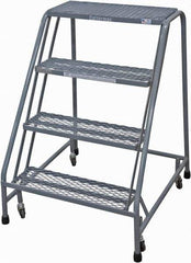 Cotterman - 40" 4 Step Rolling Warehouse Ladder - Rolling Safety Ladder, 450 Lb Capacity, 40" Platform Height, 30" Base Width x 31" Base Depth, Expanded Metal Tread - Industrial Tool & Supply