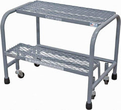 Cotterman - 20" 2 Step Rolling Warehouse Ladder - Rolling Safety Ladder, 450 Lb Capacity, 20" Platform Height, 26" Base Width x 19" Base Depth, Expanded Metal Tread - Industrial Tool & Supply