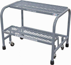 Cotterman - 20" 2 Step Rolling Warehouse Ladder - Rolling Safety Ladder, 450 Lb Capacity, 20" Platform Height, 18" Base Width x 19" Base Depth, Expanded Metal Tread - Industrial Tool & Supply