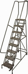 Cotterman - 110" 8 Step Rolling Warehouse Ladder - Rolling Safety Ladder, 450 Lb Capacity, 80" Platform Height, 24" Base Width x 71" Base Depth, Perforated Tread - Industrial Tool & Supply