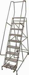 Cotterman - 120" 9 Step Rolling Warehouse Ladder - Rolling Safety Ladder, 450 Lb Capacity, 90" Platform Height, 32" Base Width x 67" Base Depth, Expanded Metal Tread - Industrial Tool & Supply