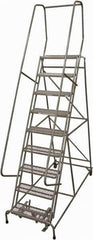 Cotterman - 120" 9 Step Rolling Warehouse Ladder - Rolling Safety Ladder, 450 Lb Capacity, 90" Platform Height, 24" Base Width x 67" Base Depth, Expanded Metal Tread - Industrial Tool & Supply