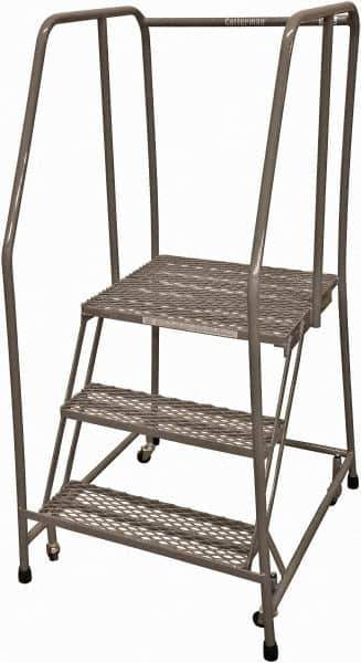 Cotterman - 60" 3 Step Rolling Warehouse Ladder - Rolling Safety Ladder, 450 Lb Capacity, 30" Platform Height, 30" Base Width x 30" Base Depth, Expanded Metal Tread - Industrial Tool & Supply