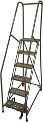 Cotterman - 90" 6 Step Rolling Warehouse Ladder - Rolling Safety Ladder, 450 Lb Capacity, 60" Platform Height, 24" Base Width x 56" Base Depth, Perforated Tread - Industrial Tool & Supply