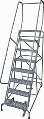 Cotterman - 110" 8 Step Rolling Warehouse Ladder - Rolling Safety Ladder, 450 Lb Capacity, 80" Platform Height, 32" Base Width x 71" Base Depth, Perforated Tread - Industrial Tool & Supply