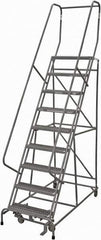 Cotterman - 120" 9 Step Rolling Warehouse Ladder - Rolling Safety Ladder, 450 Lb Capacity, 90" Platform Height, 24" Base Width x 77" Base Depth, Serrated Steel - Industrial Tool & Supply