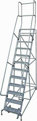 Cotterman - 162" 12 Step Rolling Warehouse Ladder - Rolling Safety Ladder, 450 Lb Capacity, 120" Platform Height, 32" Base Width x 88" Base Depth, Expanded Metal Tread - Industrial Tool & Supply