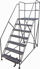 Cotterman - 106" 7 Step Rolling Work Platform - Rolling Work Platform, 800 Lb Capacity, 70" Platform Height, 40" Base Width x 99" Base Depth, Serrated Steel - Industrial Tool & Supply