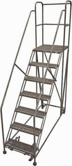 Cotterman - 106" 7 Step Rolling Work Platform - Rolling Work Platform, 800 Lb Capacity, 70" Platform Height, 40" Base Width x 87" Base Depth, Serrated Steel - Industrial Tool & Supply
