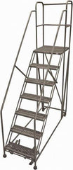 Cotterman - 106" 7 Step Rolling Work Platform - Rolling Work Platform, 800 Lb Capacity, 70" Platform Height, 28" Base Width x 87" Base Depth, Serrated Steel - Industrial Tool & Supply