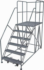 Cotterman - 96" 6 Step Rolling Work Platform - Rolling Work Platform, 800 Lb Capacity, 60" Platform Height, 40" Base Width x 90" Base Depth, Serrated Steel - Industrial Tool & Supply