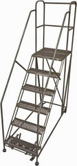 Cotterman - 96" 6 Step Rolling Work Platform - Rolling Work Platform, 800 Lb Capacity, 60" Platform Height, 28" Base Width x 67" Base Depth, Serrated Steel - Industrial Tool & Supply