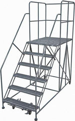 Cotterman - 96" 6 Step Rolling Work Platform - Rolling Work Platform, 800 Lb Capacity, 60" Platform Height, 28" Base Width x 78" Base Depth, Serrated Steel - Industrial Tool & Supply