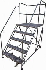 Cotterman - 86" 5 Step Rolling Work Platform - Rolling Work Platform, 800 Lb Capacity, 50" Platform Height, 40" Base Width x 82" Base Depth, Serrated Steel - Industrial Tool & Supply