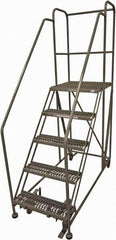 Cotterman - 86" 5 Step Rolling Work Platform - Rolling Work Platform, 800 Lb Capacity, 50" Platform Height, 28" Base Width x 70" Base Depth, Serrated Steel - Industrial Tool & Supply