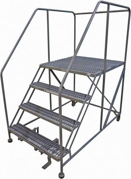 Cotterman - 70" 4 Step Rolling Work Platform - Rolling Work Platform, 800 Lb Capacity, 40" Platform Height, 40" Base Width x 74" Base Depth, Serrated Steel - Industrial Tool & Supply