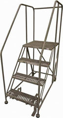 Cotterman - 70" 4 Step Rolling Work Platform - Rolling Work Platform, 800 Lb Capacity, 40" Platform Height, 28" Base Width x 62" Base Depth, Serrated Steel - Industrial Tool & Supply