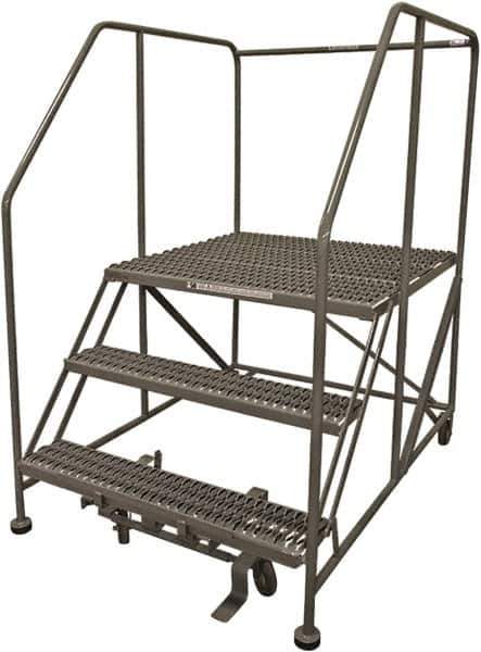 Cotterman - 60" 3 Step Rolling Work Platform - Rolling Work Platform, 800 Lb Capacity, 30" Platform Height, 40" Base Width x 65" Base Depth, Serrated Steel - Industrial Tool & Supply