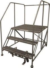 Cotterman - 60" 3 Step Rolling Work Platform - Rolling Work Platform, 800 Lb Capacity, 30" Platform Height, 28" Base Width x 53" Base Depth, Serrated Steel - Industrial Tool & Supply
