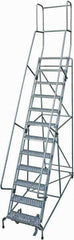Cotterman - 162" 12 Step Rolling Warehouse Ladder - Rolling Safety Ladder, 450 Lb Capacity, 120" Platform Height, 32" Base Width x 98" Base Depth, Perforated Tread - Industrial Tool & Supply