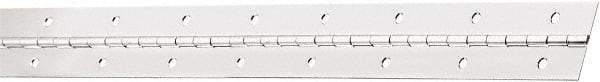 National Mfg. - 30" Long x 1-1/2" Wide, Stainless Steel Stainless Steel Coating Continuous Hinge - 0.042" Thick with Holes - Industrial Tool & Supply