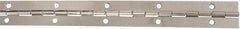 National Mfg. - 12" Long x 1-1/16" Wide, Steel Satin Nickel Coating Continuous Hinge - 0.042" Thick with Holes - Industrial Tool & Supply
