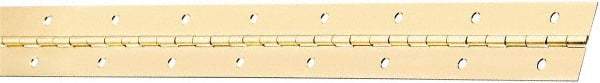 National Mfg. - 48" Long x 1-1/2" Wide, Steel Brass Finish Continuous Hinge - 0.042" Thick with Holes - Industrial Tool & Supply