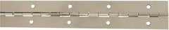 National Mfg. - 12" Long x 1-1/2" Wide, Steel Satin Nickel Coating Continuous Hinge - 0.042" Thick with Holes - Industrial Tool & Supply