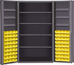 Durham - 16 Shelf 72 Bin Storage Cabinet - Steel, 48" Wide x 24" Deep x 72" High, Gray - Industrial Tool & Supply