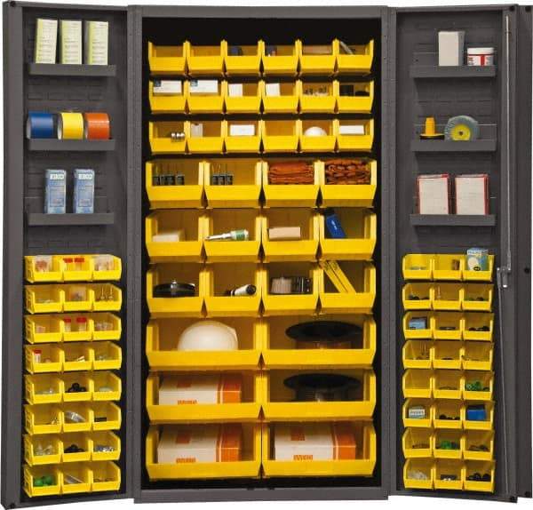 Durham - 6 Shelf 78 Bin Storage Cabinet - Steel, 36" Wide x 24" Deep x 72" High, Gray - Industrial Tool & Supply