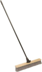 Ability One - 24" Medium Duty Polypropylene Push Broom - Wood Block, Bolt-On Handle Connection - Industrial Tool & Supply