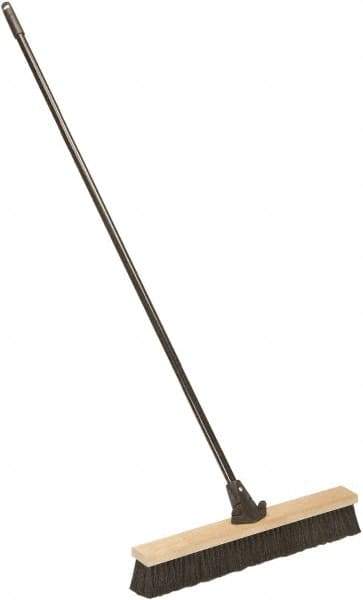 Ability One - 24" Medium Duty Polypropylene Push Broom - Wood Block, Bolt-On Handle Connection - Industrial Tool & Supply