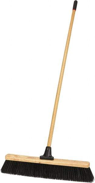 Harper Brush - 24" Heavy Duty Polypropylene Push Broom - 4" Bristle Length, Wood Block, Bolt-On Handle Connection, Handle Included - Industrial Tool & Supply