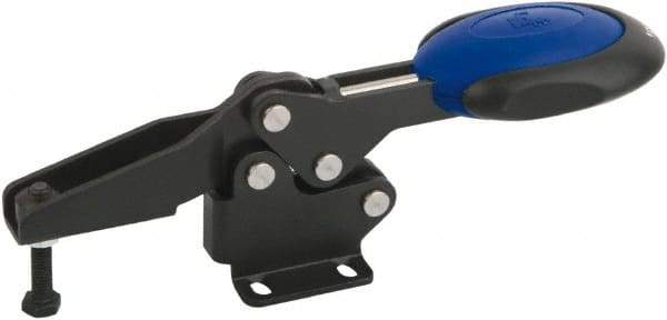 KIPP - Horizontal Handle, Manual Hold Down Toggle Clamp - U-Bar, Flanged Base, Nitride/Oxide Finish, Steel - Industrial Tool & Supply