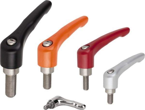 KIPP - 1/4-20, Zinc Threaded Stud Adjustable Clamping Handle - 74.5mm OAL, 45.5mm High - Industrial Tool & Supply