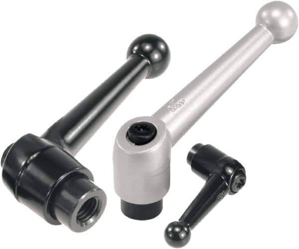 KIPP - #10-32, Zinc Threaded Hole Adjustable Clamping Handle - 46mm OAL, 35.5mm High - Industrial Tool & Supply