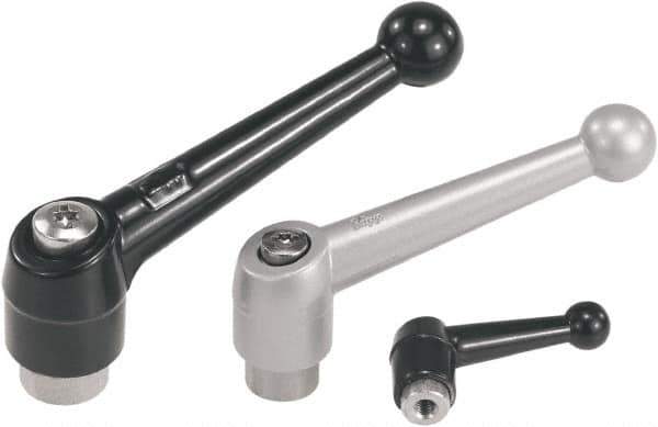 KIPP - #10-32, Zinc Threaded Hole Adjustable Clamping Handle - 46mm OAL, 35.5mm High - Industrial Tool & Supply