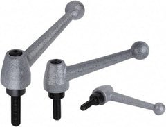 KIPP - M10, Stainless Steel Threaded Stud Adjustable Clamping Handle - 1.5748" Thread Length, Metallic Handle with Threaded Stud - Industrial Tool & Supply