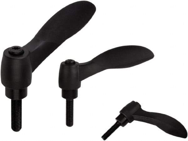 KIPP - #10-24, Fiberglass Reinforced Plastic & Thermoplastic SEBS Threaded Stud Adjustable Clamping Handle - 48.1mm OAL, 33.5mm High - Industrial Tool & Supply
